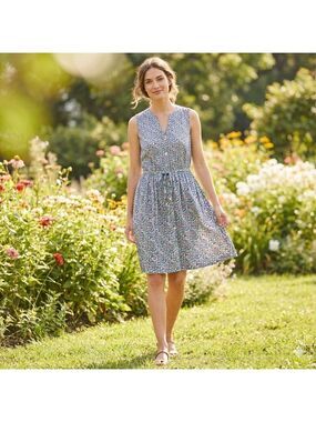 GAP FACTORY 100% Cotton Partially Lined Sleeveless Shirt Dress Side Seam Pockets